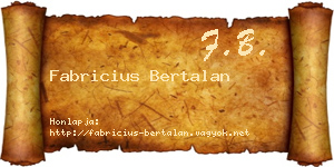 Fabricius Bertalan névjegykártya