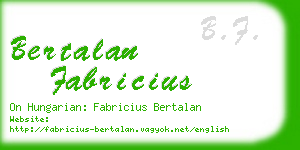 bertalan fabricius business card